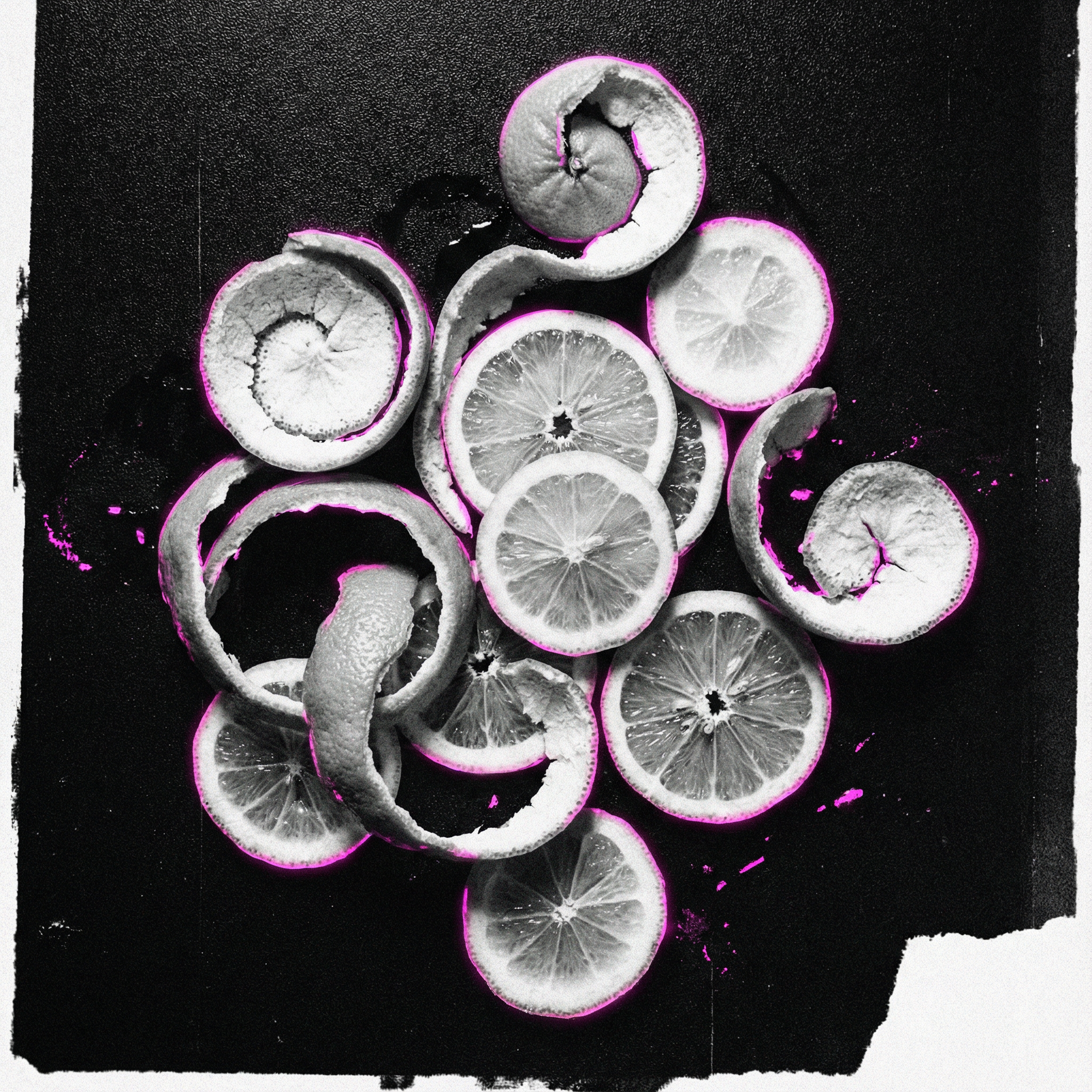 Citrus fruits with pink accents